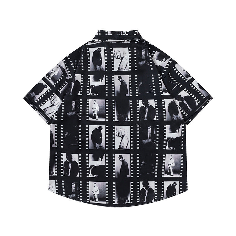 Full-printed Video Tape Loose Shirt Men