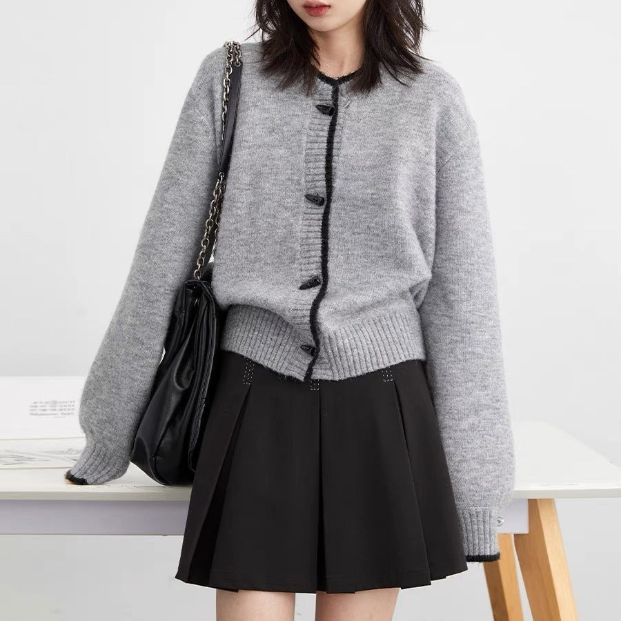 Soft Glutinous Cardigan Top With Fur