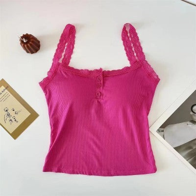 Women's Sweet Lace Solid Color Camisole