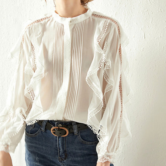 Blusa elegante de lino francés