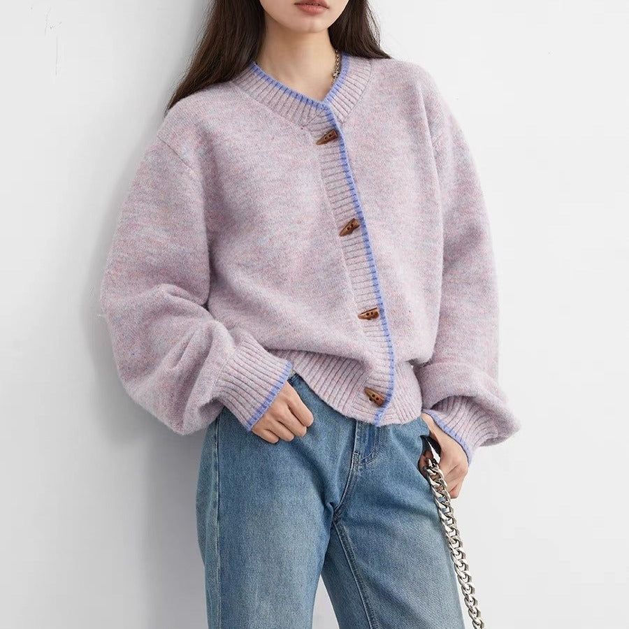 Soft Glutinous Cardigan Top With Fur