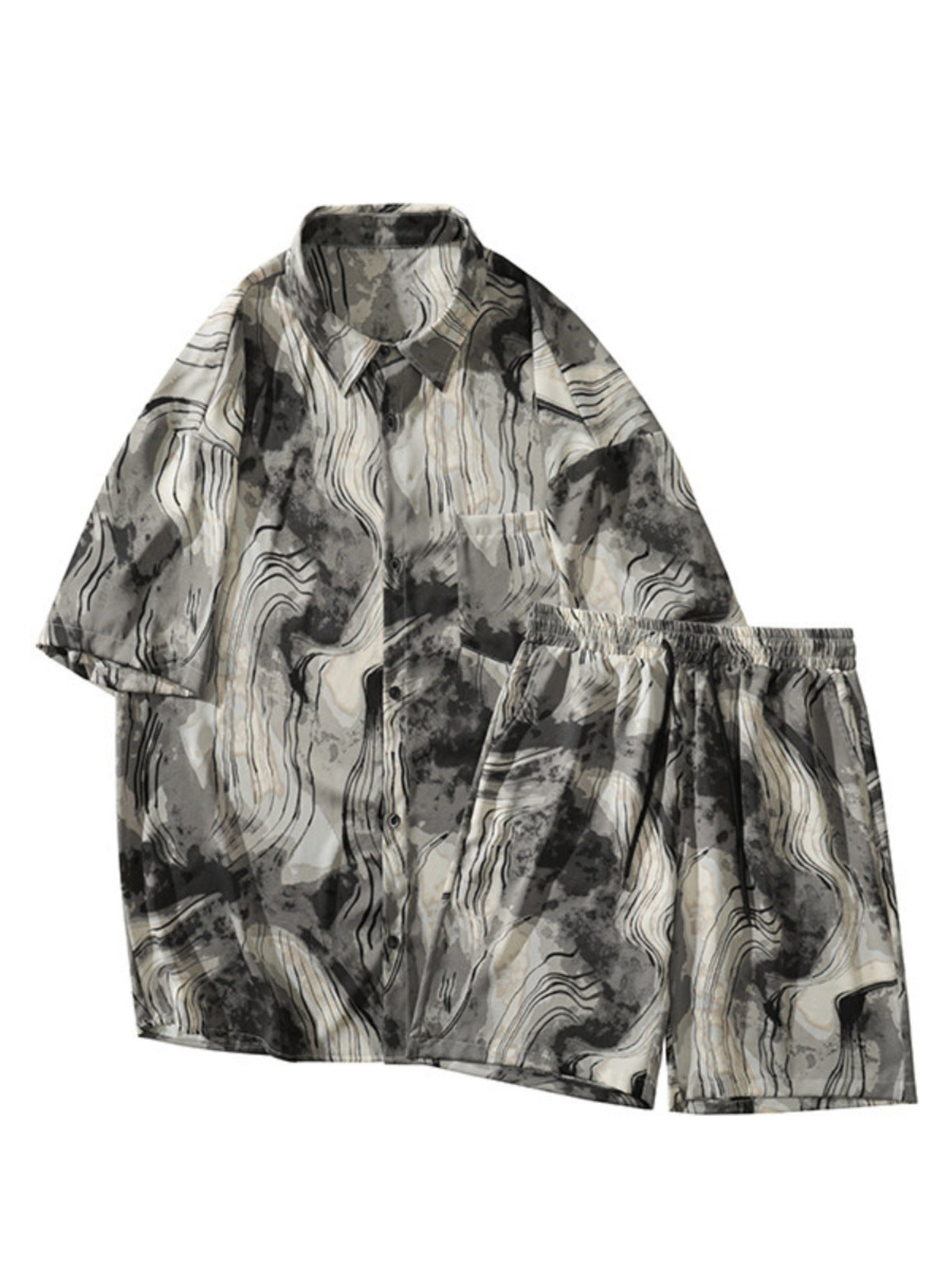 Ink Tie Dye Floral Shirt Men's Short Sleeved Shirt