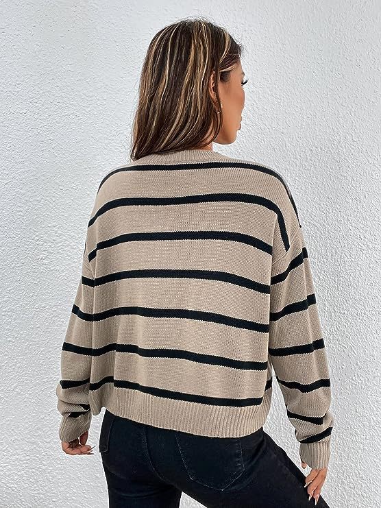 Striped Knitted Round Neck Pullover Multicolor Sweater