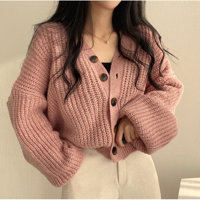 Lazy Lantern Sleeve Warm Thick Knitted Cardigan