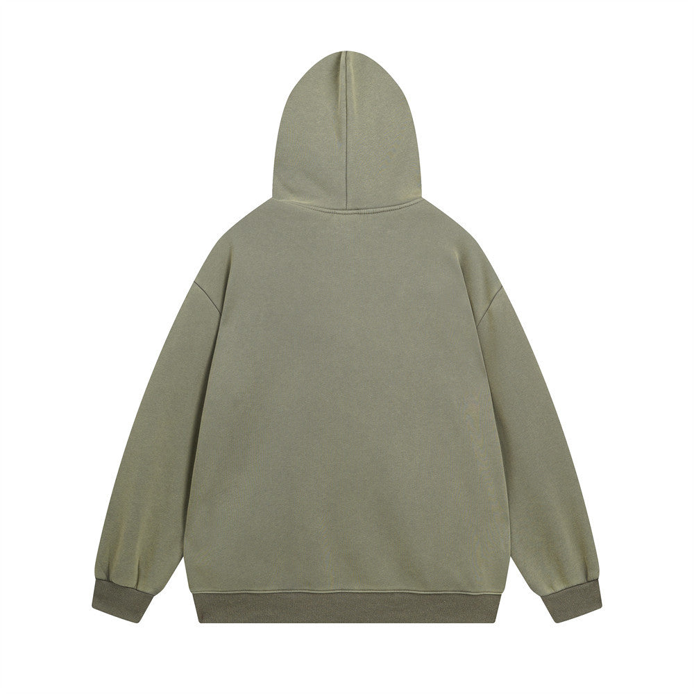 Street Depressed Cross Velvet Padded Hooded Sweatshirt