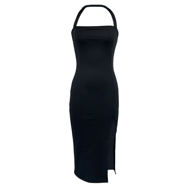 Vestido halter elegante escotado por detrás para mujer