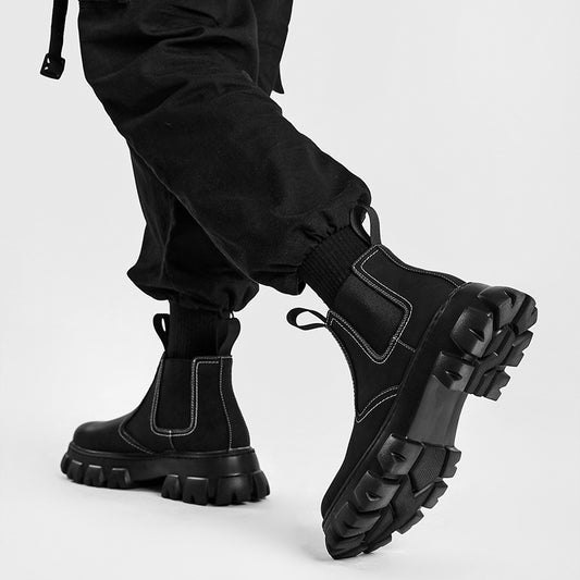 Botas medias cortas de terciopelo de otoño e invierno de estilo británico