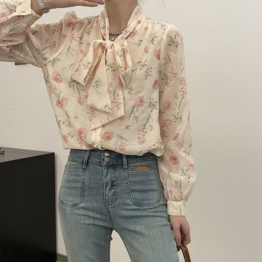 Blusa floral elegante retro de nicho tamaño único para mujer