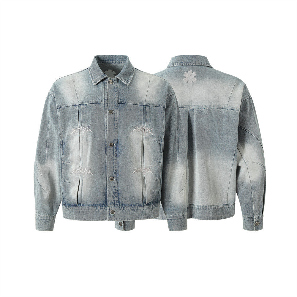 Punk Heavy Industry Wash Denim Coat Men's High Street