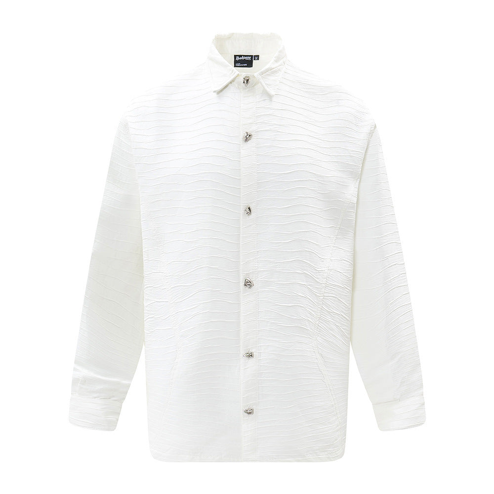 Fashionable Pleated Texture Loose Shirt Men