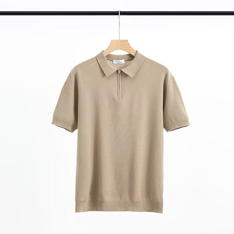 Men's Solid Color Casual Half Sleeve Bottoming Shirt