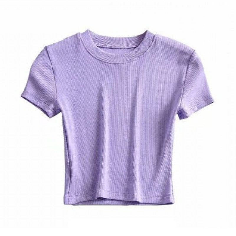 Women's Fashion Short Crew Neck Bottoming Shirt Top