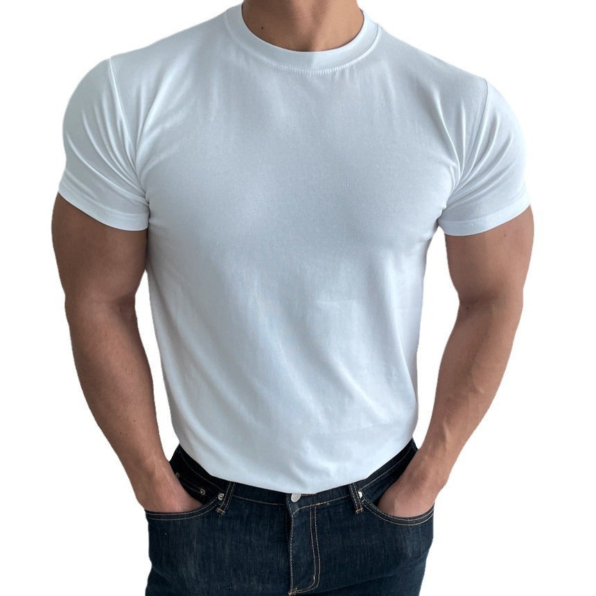 Sports Fitness Drawstring Short Sleeve Men's Training High Elastic All-matching T-shirt