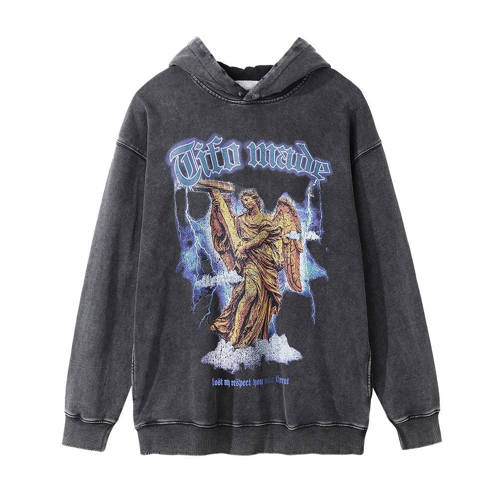 Statue Angel Printed Hoodie Male