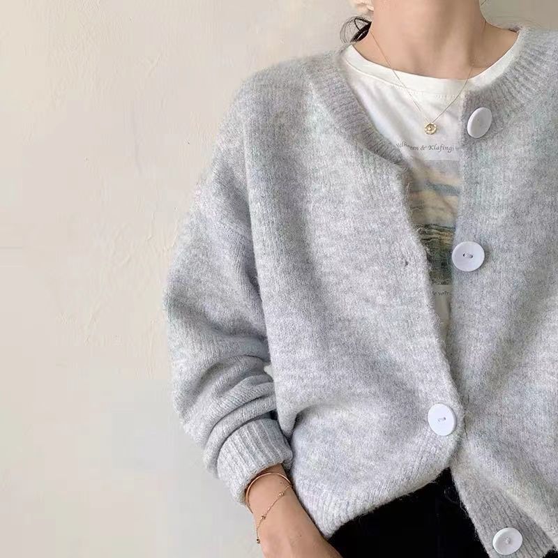 Autumn And Winter Loose Outer Wear Retro Japanese Solid Color Short Top Sweater