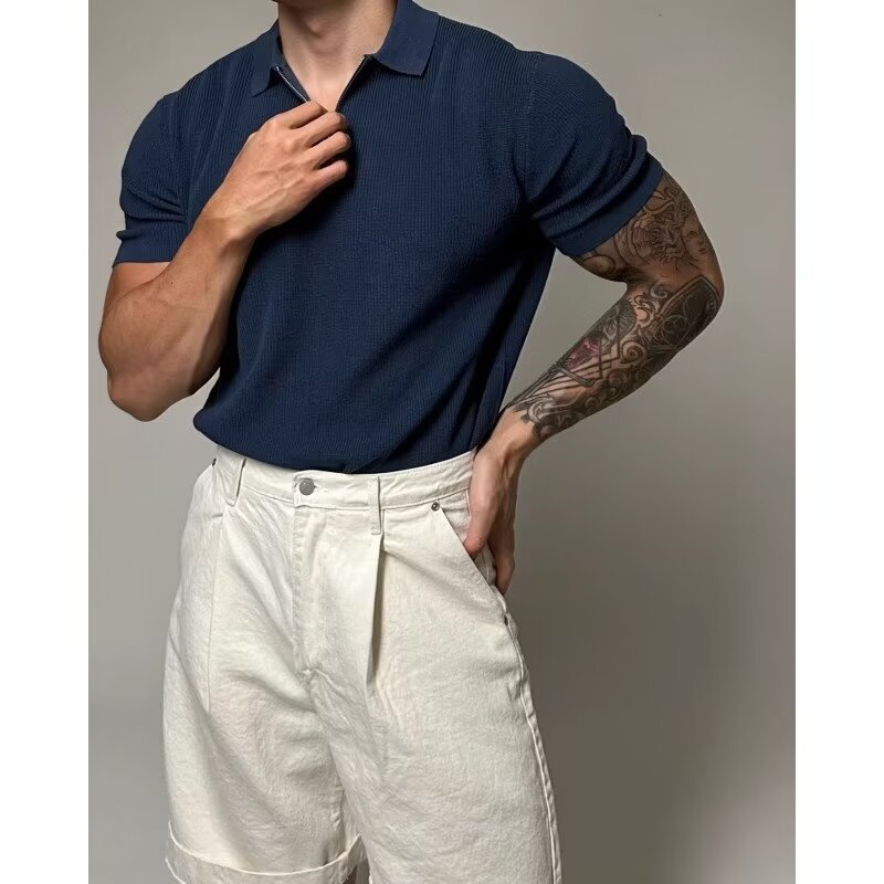 Men's Solid Color Casual Half Sleeve Bottoming Shirt