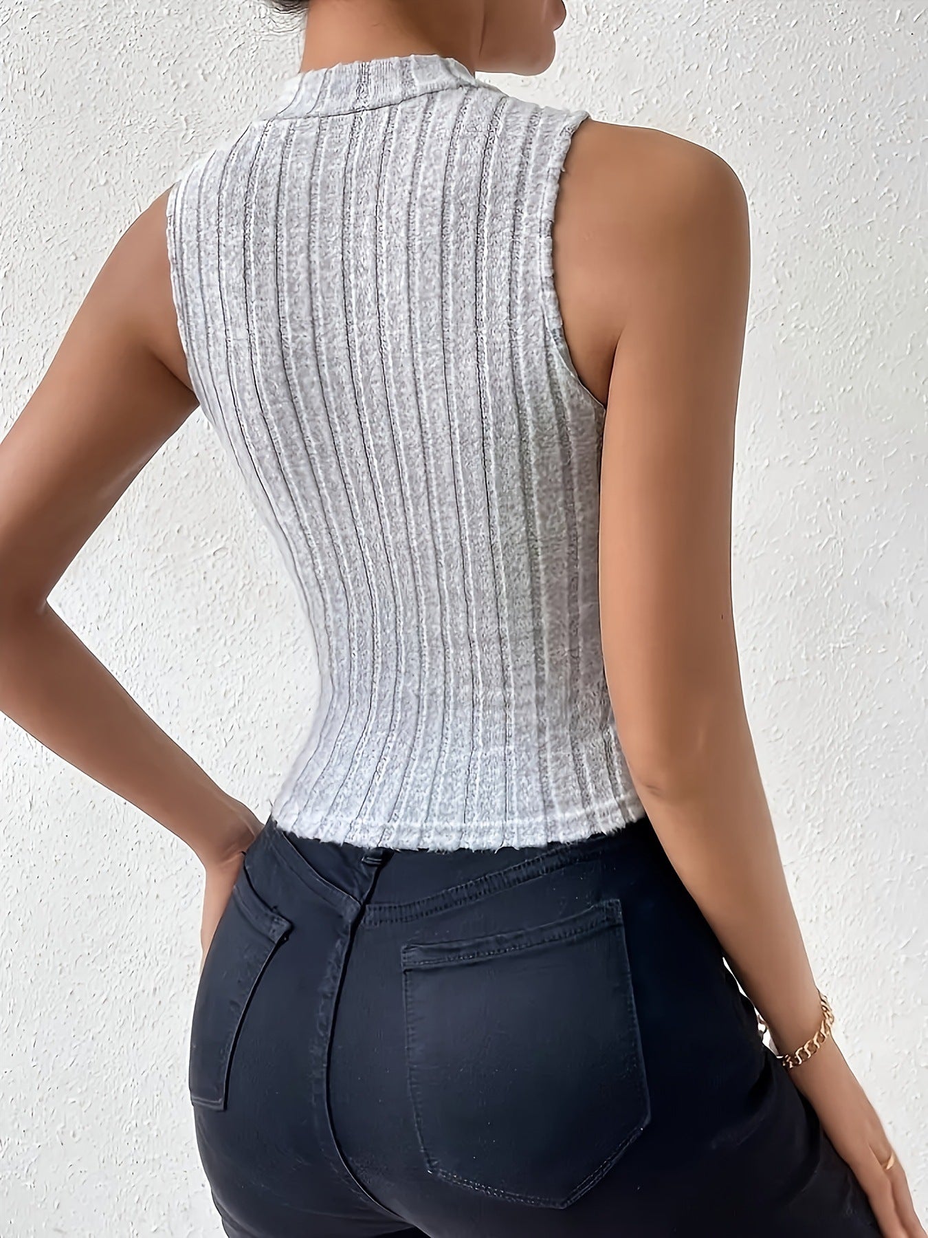 Sleeveless Slim Fit Slimming Knitted Vest Top