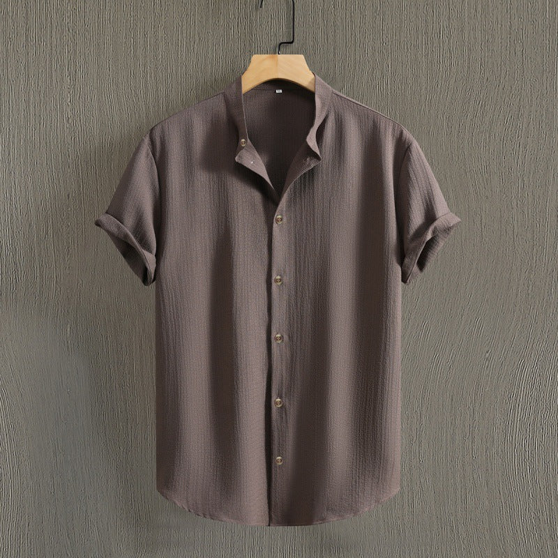 Men's Fashion Casual Stand Collar Short Sleeve Shirt