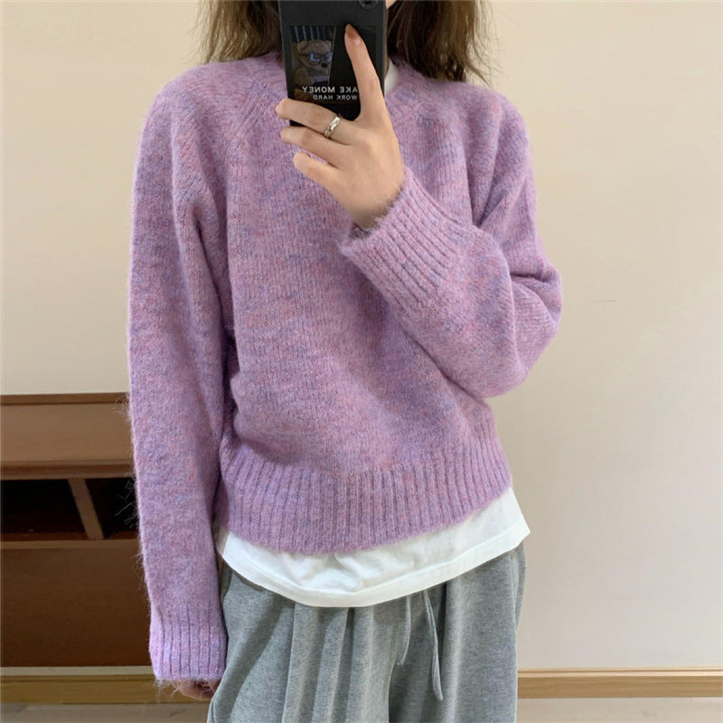 Soft Glutinous Loose And Simple Round Neck Sweater Sweater