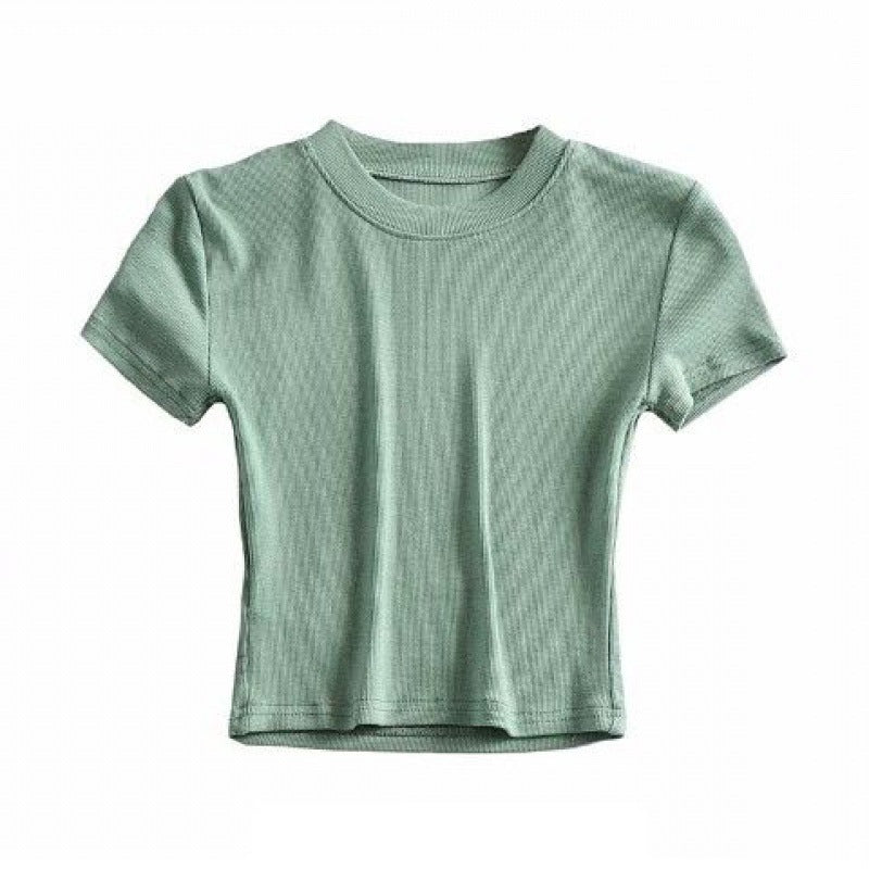 Women's Fashion Short Crew Neck Bottoming Shirt Top