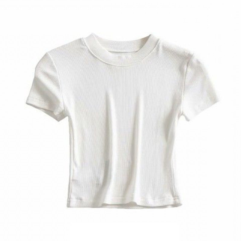 Women's Fashion Short Crew Neck Bottoming Shirt Top