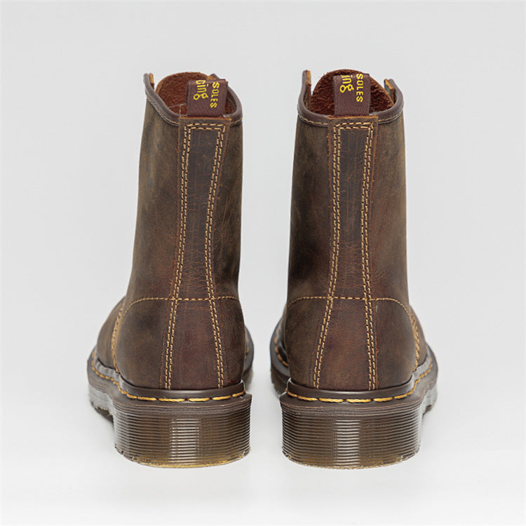 Botas de cuero Crazy Horse de costura vintage unisex