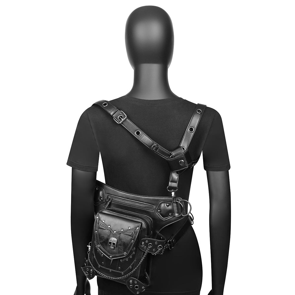 Bolso bandolera de mujer con cadena de calavera de motocicleta punk