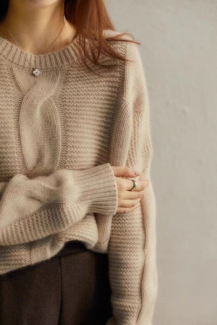 Women's Woolen Sweater Autumn And Winter Heavy Industry Idle Style Loose Thick Sweater