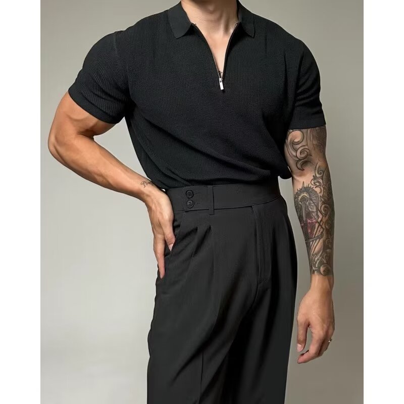 Men's Solid Color Casual Half Sleeve Bottoming Shirt