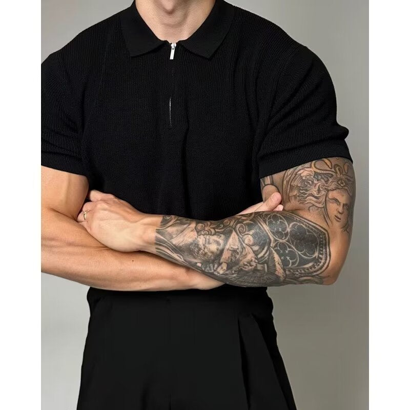 Men's Solid Color Casual Half Sleeve Bottoming Shirt