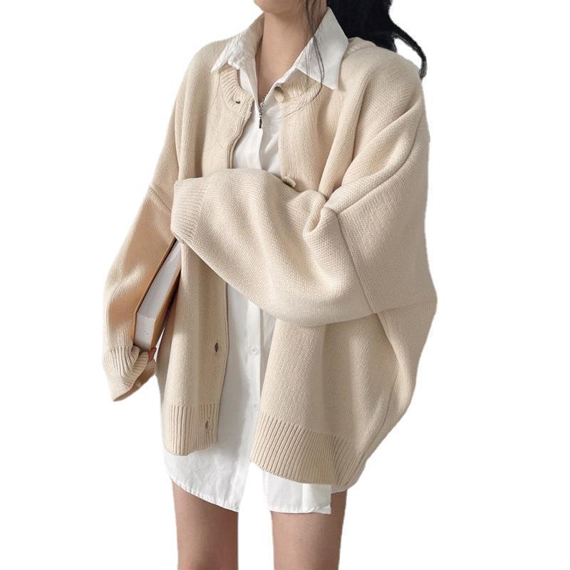 Casual Sweater Coat Loose Plus Size Versatile Long Sleeve Knitted Cardigan