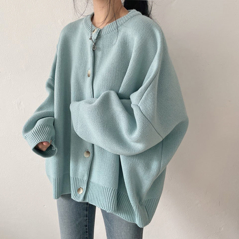 Casual Sweater Coat Loose Plus Size Versatile Long Sleeve Knitted Cardigan