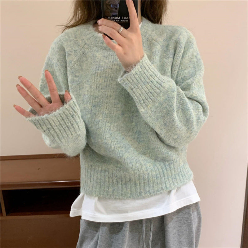 Soft Glutinous Loose And Simple Round Neck Sweater Sweater