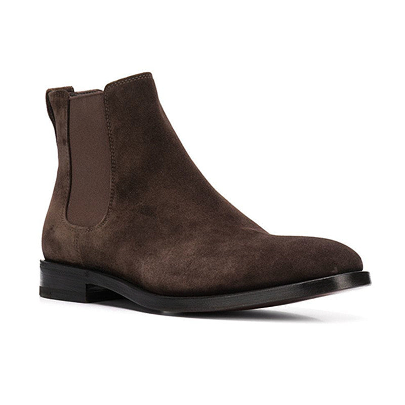 Botas cortas puntiagudas de cuero para hombre