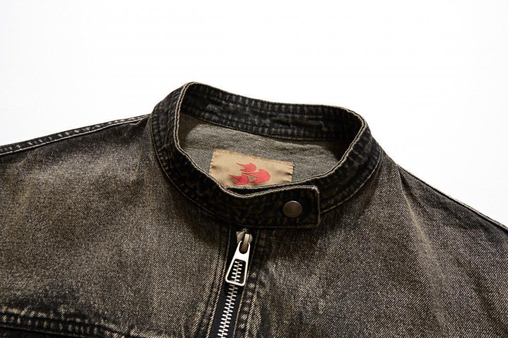 American Retro Art Washed Denim Jacket